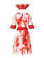 Rot 1950er Halloween Zombie Krankenschwester Blut Flecken Kleid
