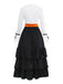2PCS Schwarz 1950er Halloween Hexe Spitze Rüsche Bluse & Rock