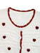 Weiß 1950er Herz Kontrast Gestrickt Strickjacke