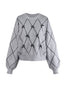 Grau 1950er Rundhals Bogen Pullover