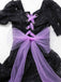 Schwarz 1950er Gothic Hexe Braut Spitze Besticktes Kleid