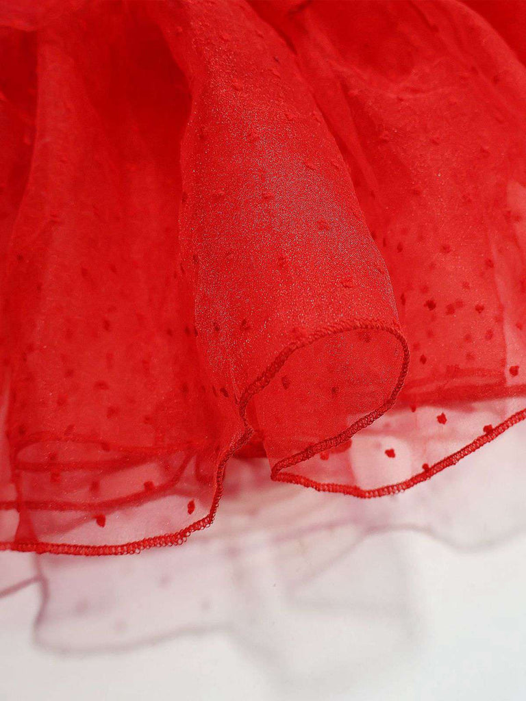 Rot 1950er Halloween Geisterbraut Dots Kleid Set