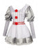 Silber 1960er Halloween IT Pennywise Streifen Puffärmel Flaumig Kleid