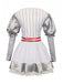 Silber 1960er Halloween IT Pennywise Streifen Puffärmel Flaumig Kleid