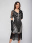 Silber 1920er Rundhalsausschnitt Pailletten Tassels Charleston Kleid