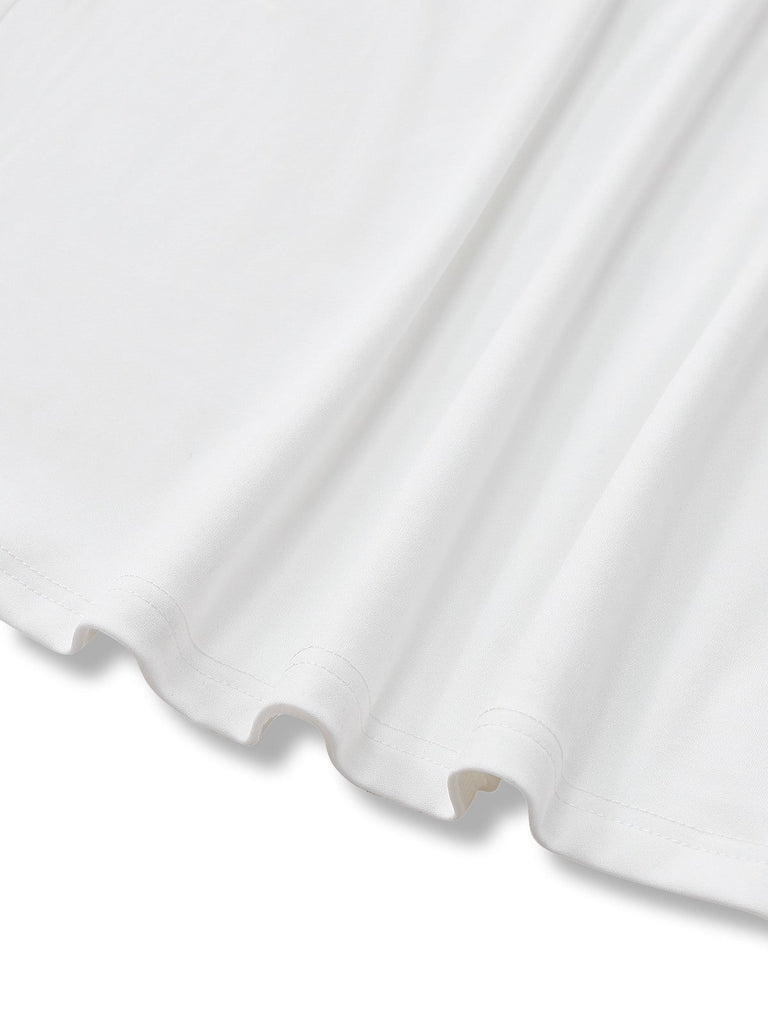 1970er Tief-V-Ausschnitt Solide Super Weitbein Jumpsuit