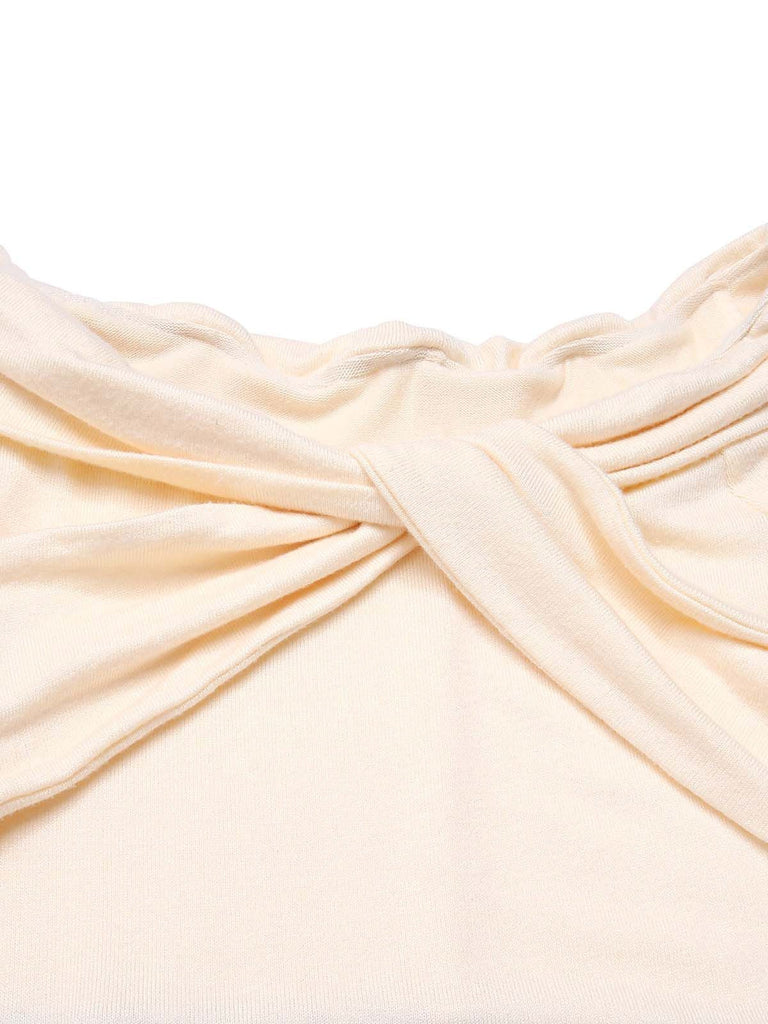 [Vorverkauf] Khaki 1930er Schulterfrei Stricken Gürtel Meerjungfrauenkleid