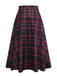 [Vorverkauf] 2PCS Rot 1940er Krawattenhals Bluse & Plaid Rock