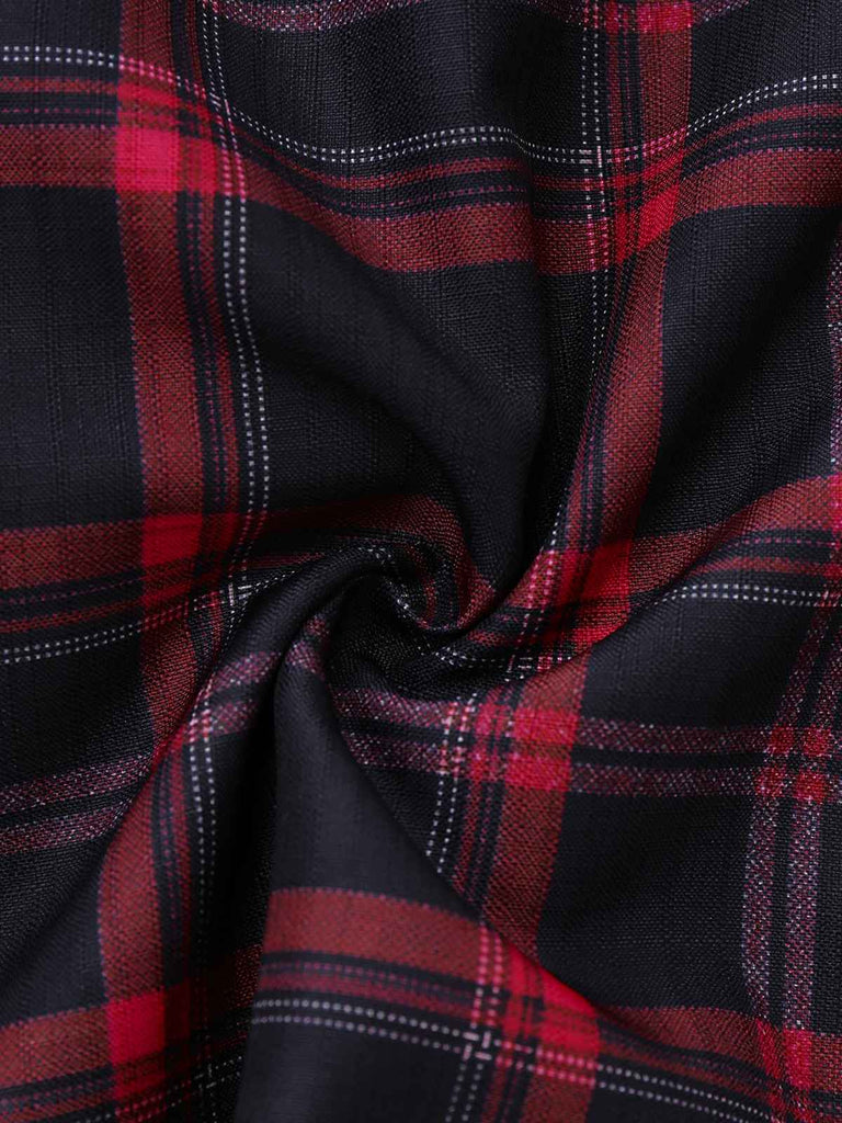 [Vorverkauf] 2PCS Rot 1940er Krawattenhals Bluse & Plaid Rock