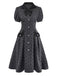 [Vorverkauf] Grau 1950er Beflocktes Polka Dot Puff Kleid