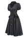 [Vorverkauf] Grau 1950er Beflocktes Polka Dot Puff Kleid