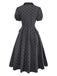 [Vorverkauf] Grau 1950er Beflocktes Polka Dot Puff Kleid