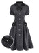 [Vorverkauf] Grau 1950er Beflocktes Polka Dot Puff Kleid