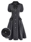 [Vorverkauf] Grau 1950er Beflocktes Polka Dot Puff Kleid