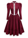 [Vorverkauf] Weinrot 1930er Viktorianisch Spitze Langarm Kleid