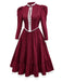 [Vorverkauf] Weinrot 1930er Viktorianisch Spitze Langarm Kleid