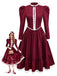[Vorverkauf] Weinrot 1930er Viktorianisch Spitze Langarm Kleid