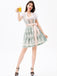 3PCS Grün 1950er Oktoberfest Top & Quadratischer Hals Blumen Kleid