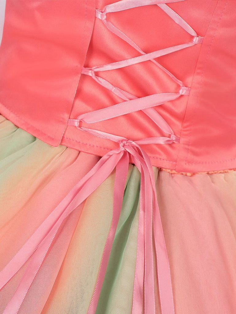 2PCS Rosa 1970er Böse Hexe Glinda Top & Rock Set