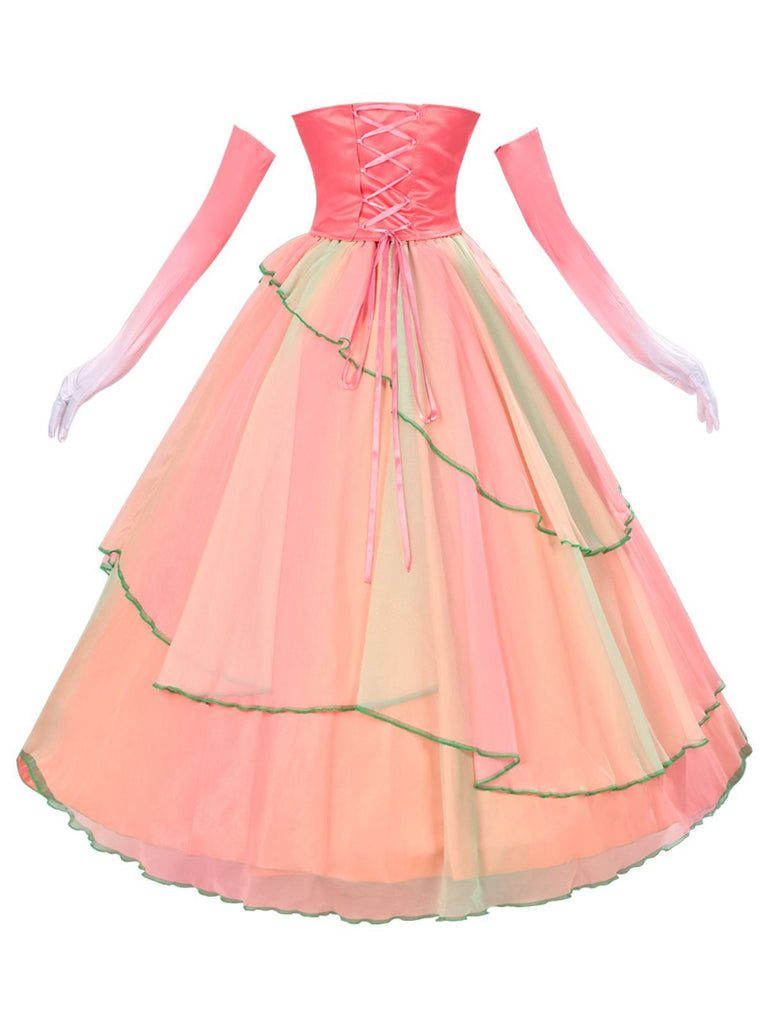 2PCS Rosa 1970er Böse Hexe Glinda Top & Rock Set