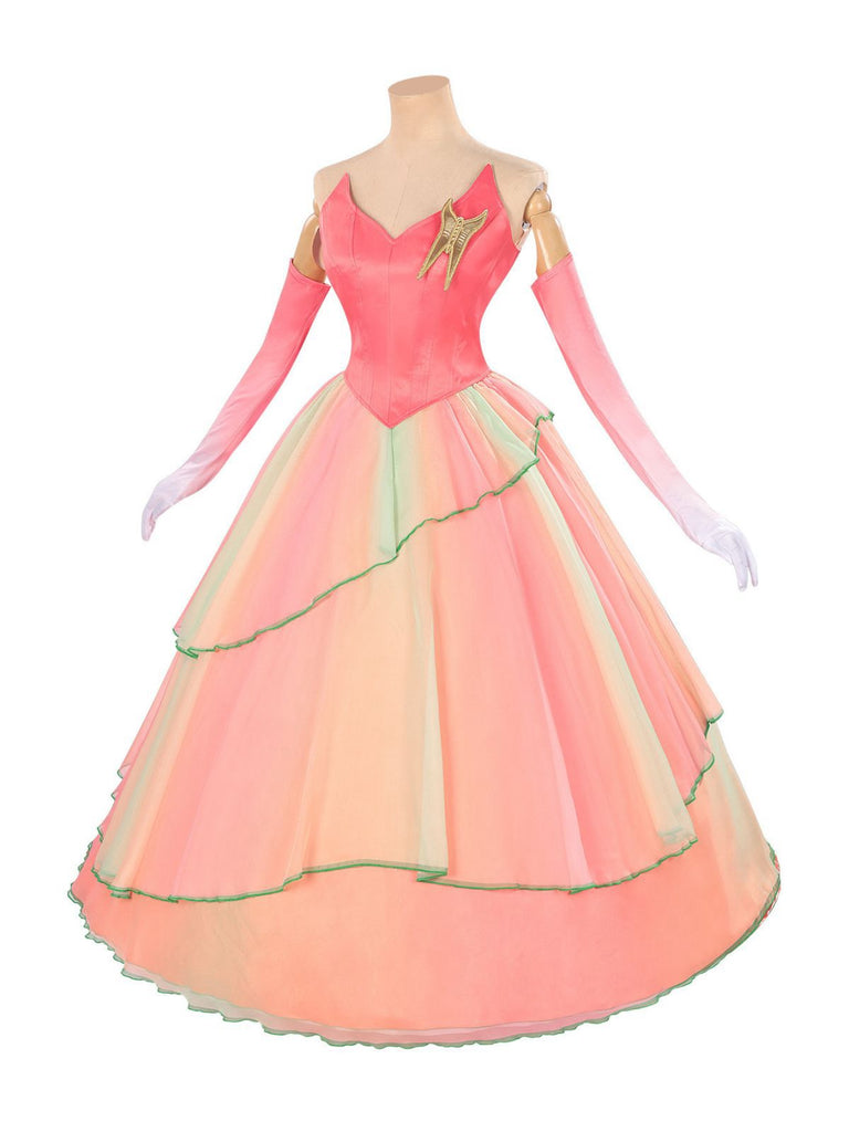 2PCS Rosa 1970er Böse Hexe Glinda Top & Rock Set