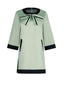 Grün 1970er Queen's Gambit Bogen A-Linie Kleid