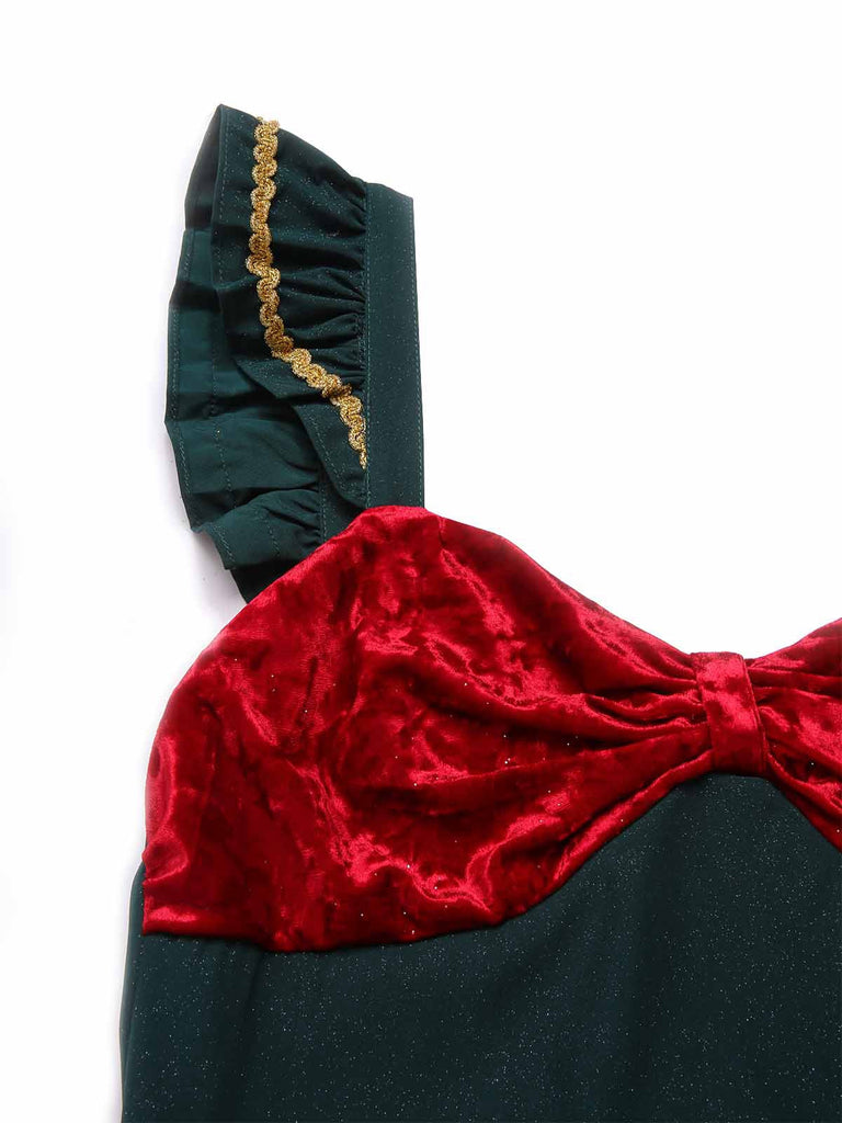 [Vorverkauf] Grün 1950er Bogen Funkeln Plüschkanten Torten Kleid