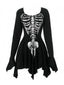 Schwarz 1980er Halloween Schädel Drucken Mini Kleid