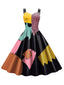 Schwarz 1950er Nightmare Before Christmas Sally Farbblock Kleid