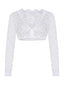 1950er Solide Oktoberfest Spitze Illusion Langarm Crop Top