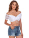 1950er Oktoberfest Solide Spitze Rüschen Gerüschtes Crop Top