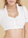 Weiß 1950er Oktoberfest Gerüschtes Puffärmel Crop Bluse