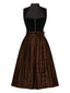 Braun 1950er Oktoberfest Dirndl Häkelsamt Kleid & Satin Plissiertes Schürze
