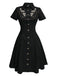 [Vorverkauf] Schwarz 1940er Baumwolle Blumen Besticktes Westlicher Stil Kleid