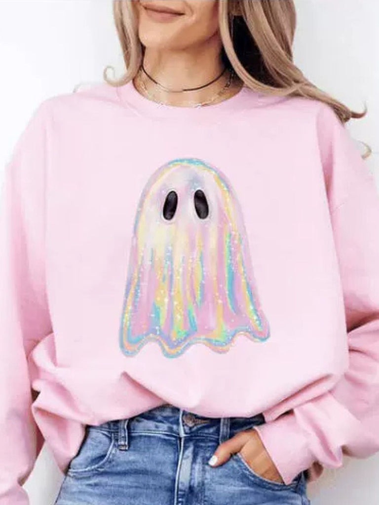 Vintage 1980er Halloween Geist Kürbis Sweatshirt