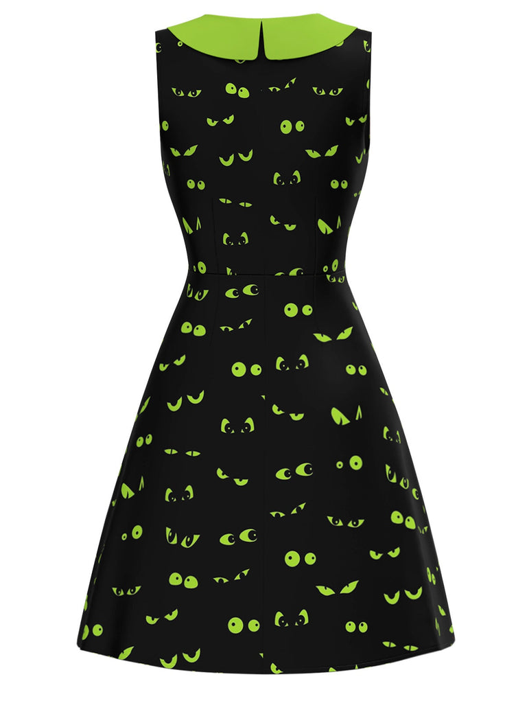 [Vorverkauf] Schwarz & Grün 1960er Halloween Dämonenauge Kleid
