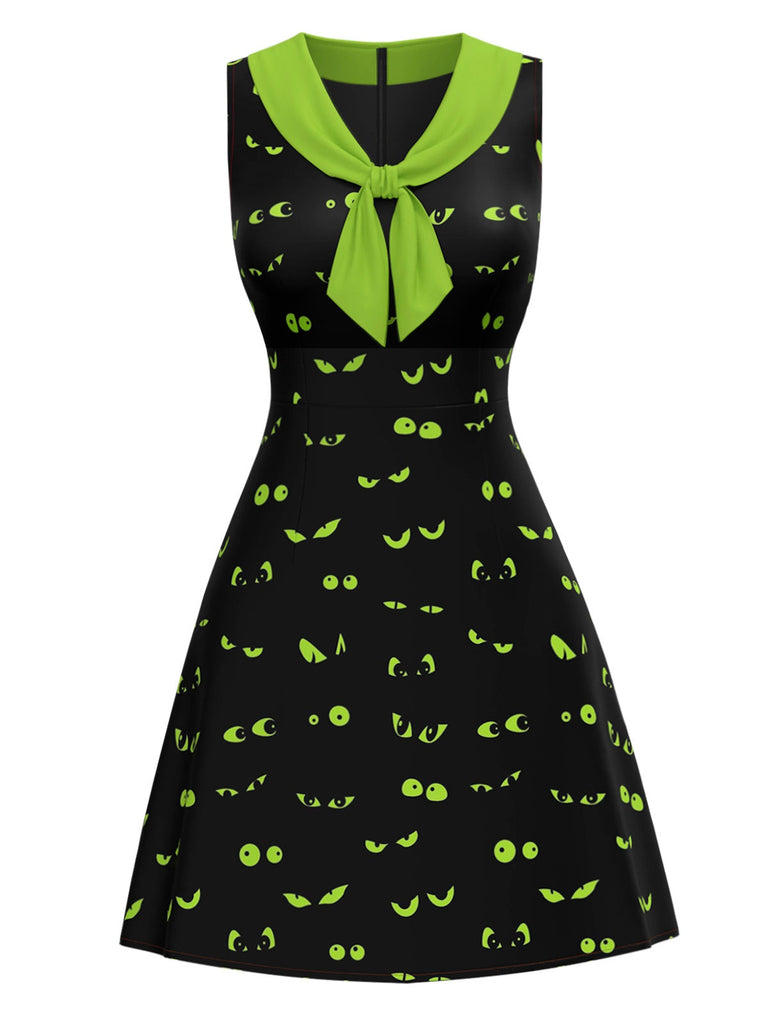 [Vorverkauf] Schwarz & Grün 1960er Halloween Dämonenauge Kleid
