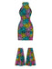 [Vorverkauf] Multicolor 1960er Regenbogen Spinnennetz Halter Enges Kleid