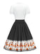 [Vorverkauf] Multicolor 1950er Halloween Tanzen Skeleton Krawattenhals Kleid