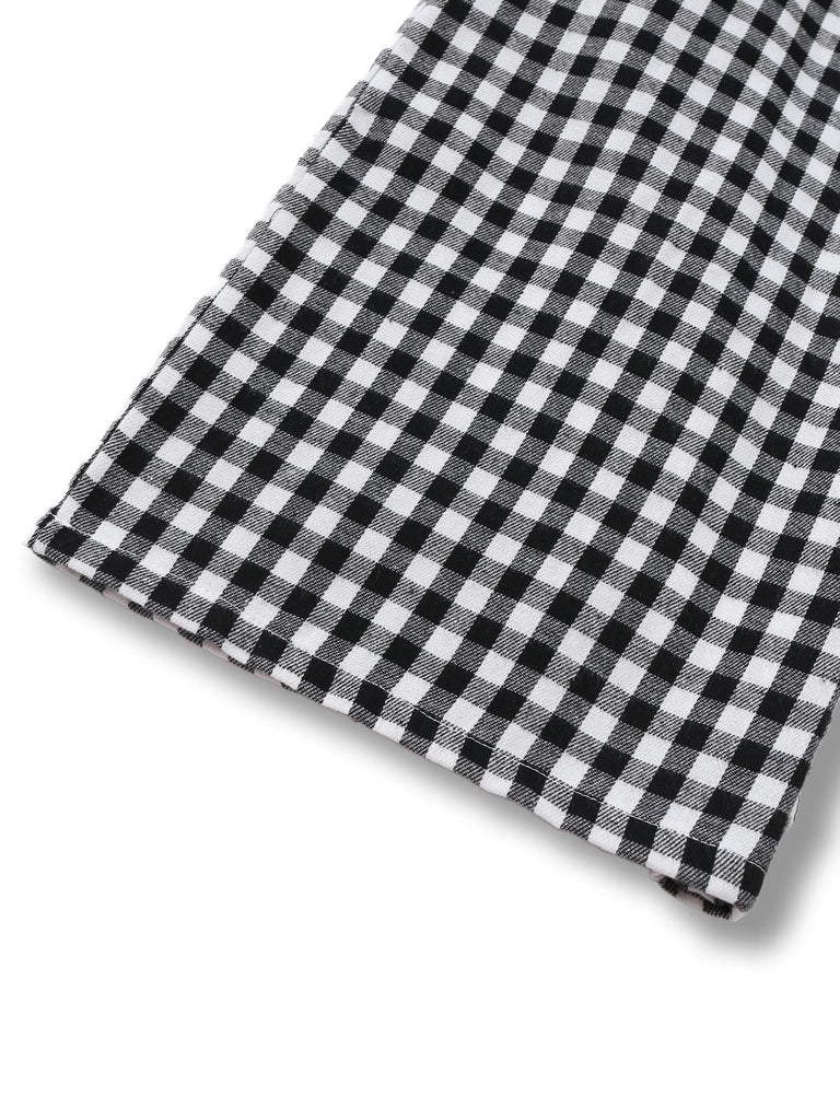 [Vorverkauf] 1930er Baumwolle Rüschen Kragen Bogen Tie Gingham Jumpsuit