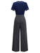 [Vorverkauf] Blau 1960er Matrosenkragen Stricken Spitze jumpsuit
