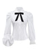 Weiß 1960er Puffärmel Bogen Tie Bluse