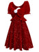 [Vorverkauf] Rot 1980er Paillette Bogen Puffärmel Babydoll Kleid