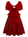 [Vorverkauf] Rot 1980er Paillette Bogen Puffärmel Babydoll Kleid