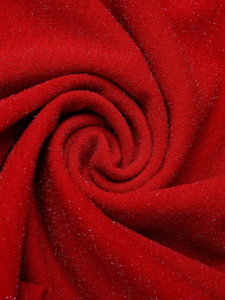 [Vorverkauf] Rot 1930s Funkeln Spitze Stufen Bootskragen Kleid