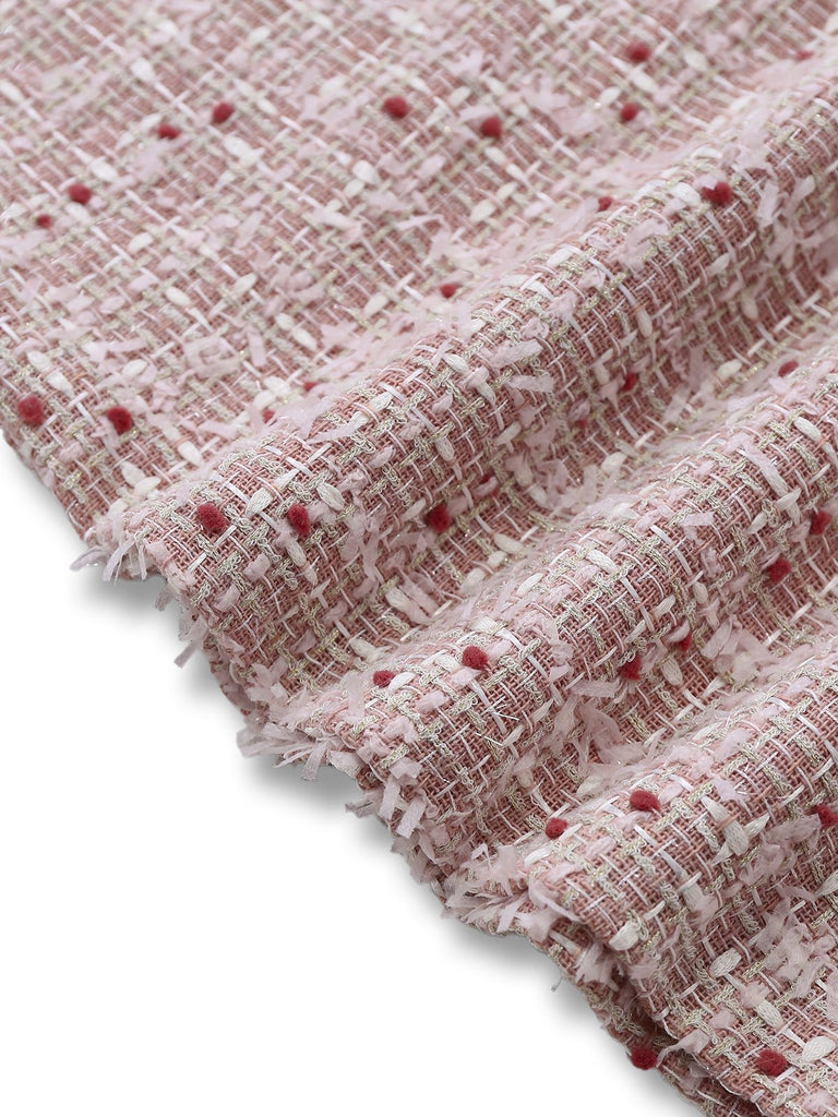 [Vorverkauf] Rosa 1960er Plaid Tweed Mini Schürze Kleid