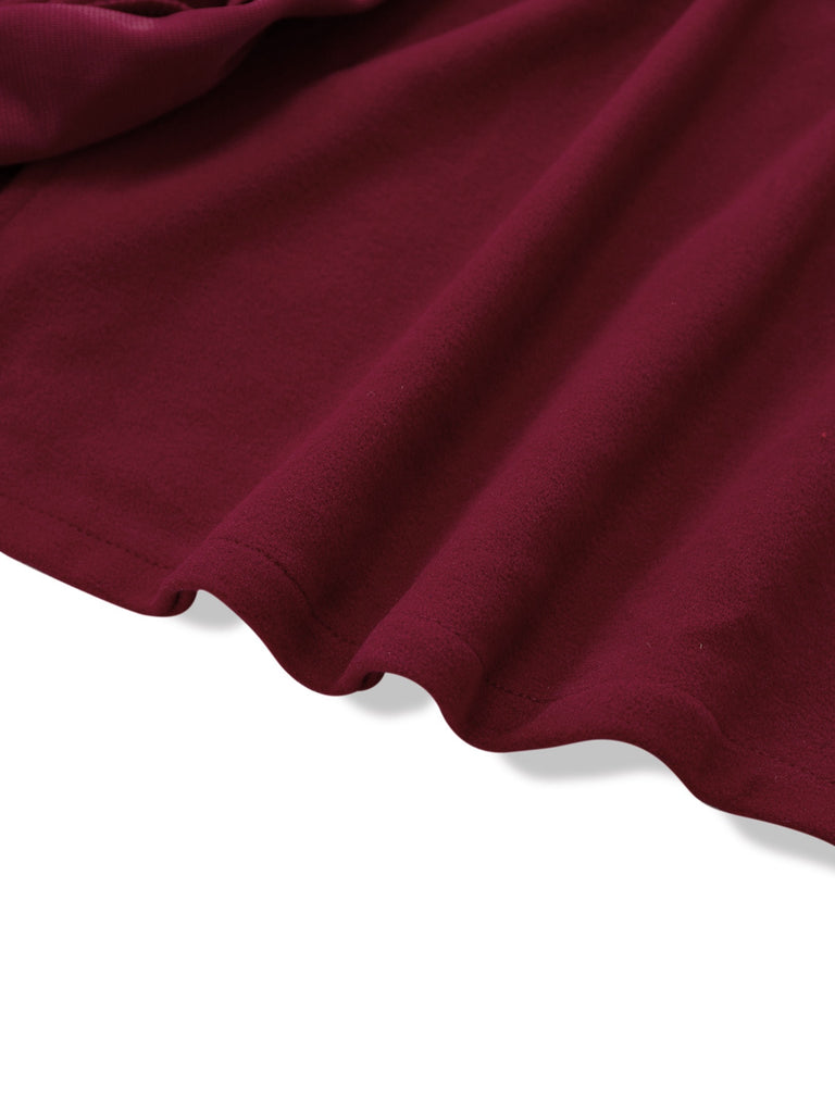 [Vorverkauf] Rot 1940er Kunstwolle Gekerbter Kragen Lang Mantel