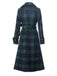 Grün 1940er Gekerbter Kragen Blackwatch Plaid Lang Mantel