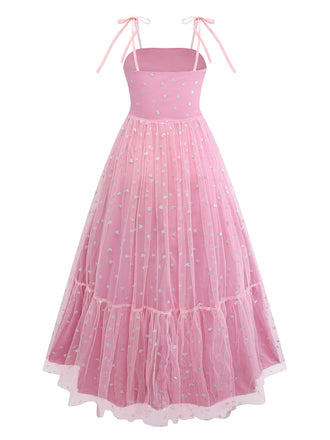 1930er Herz Silberfolie Tüll Spaghetti Träger Abschlussball Kleid