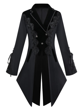 Schwarz 1950er Bestickt Blumen Victorian Stil Jacke